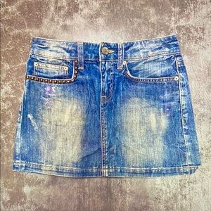 Denim Mini Skirt with Studded Details